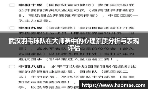 武汉羽毛球队在大师赛中的心理素质分析与表现评估