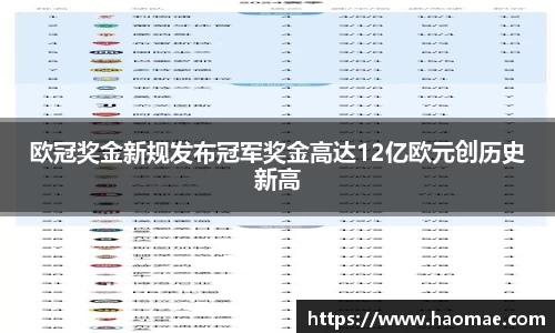 欧冠奖金新规发布冠军奖金高达12亿欧元创历史新高